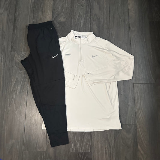 NIKE ELEMENT 1/4 ZIP - WHITE & NIKE PHENOM PANTS - BLACK